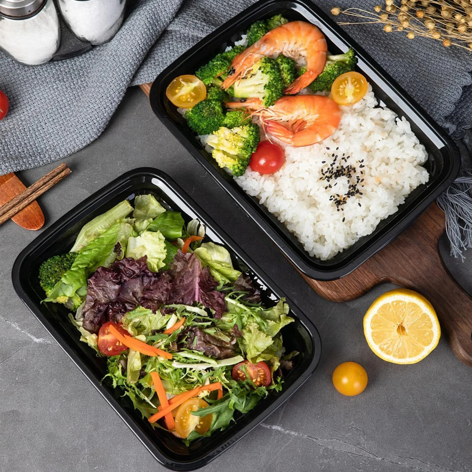 

50PCS Lunch Boxes with Lids Disposable Bento Boxes Kitchen Storage Bento Fruit Takeaway Food Containers Refrigerator Storage