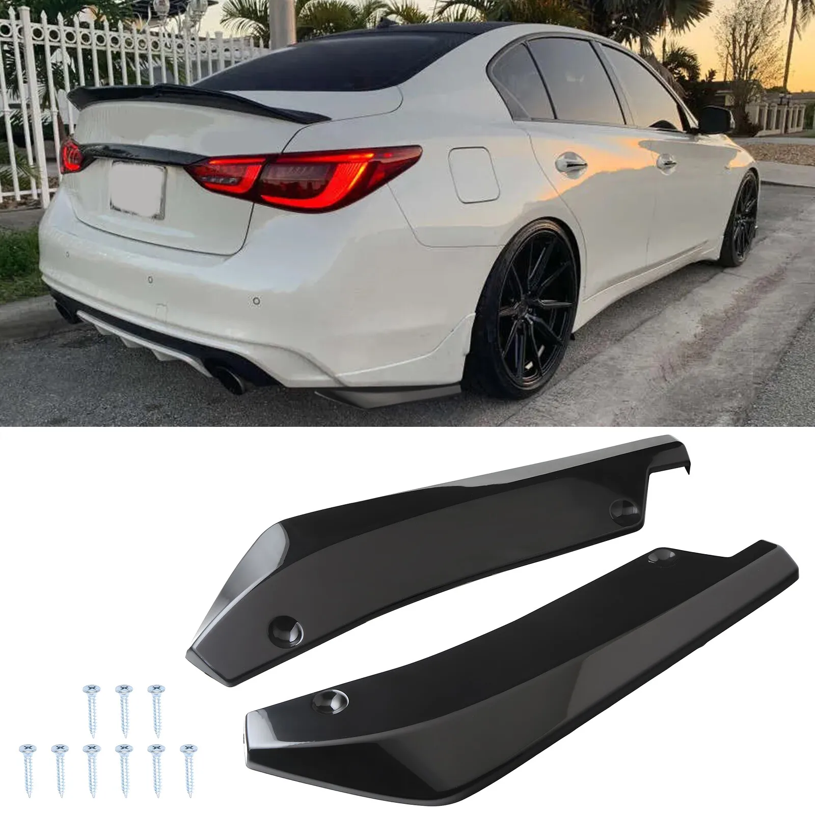 

Car Rear Bumper Spoiler Splitter Lip Diffuser Black for Infiniti G37 Q50 Q60 Q70