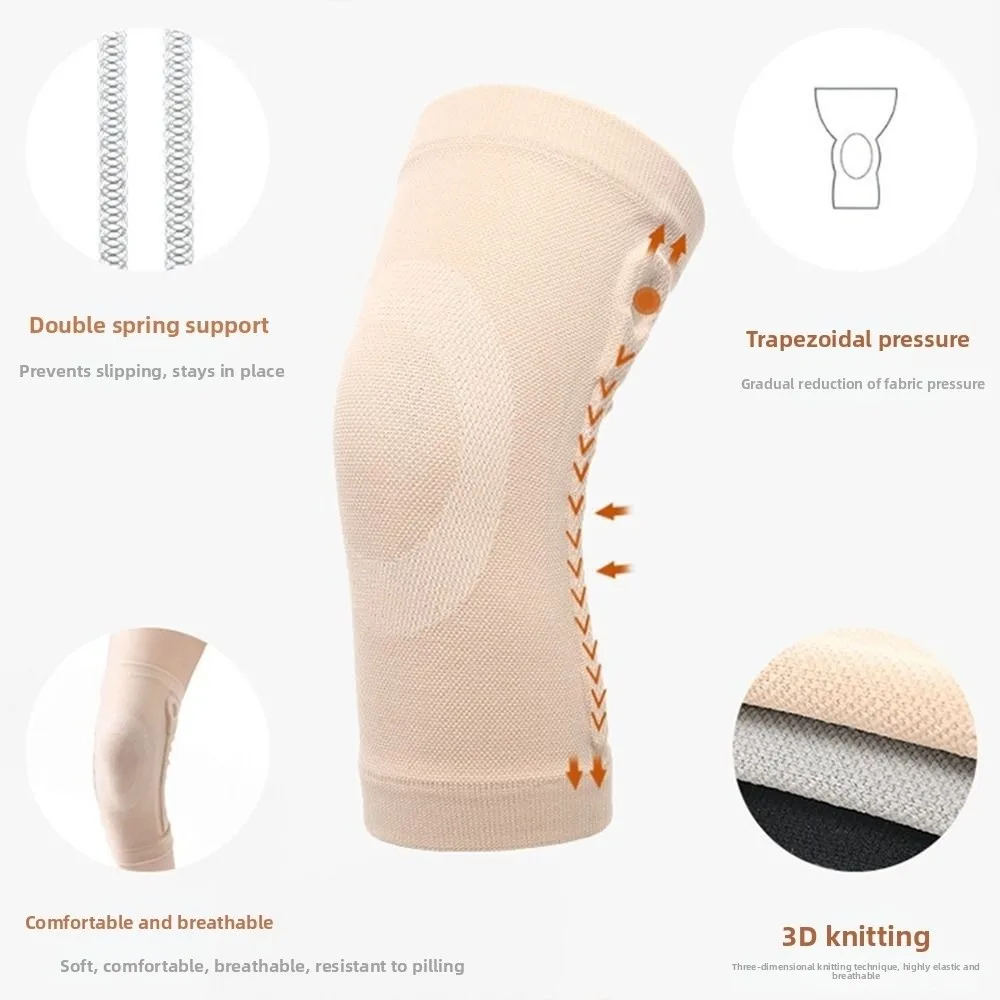 1Pair Nylon Knee Brace with Side Stabilizers Spring Support Compression Sleeve Support Cold Protection High-ventilation