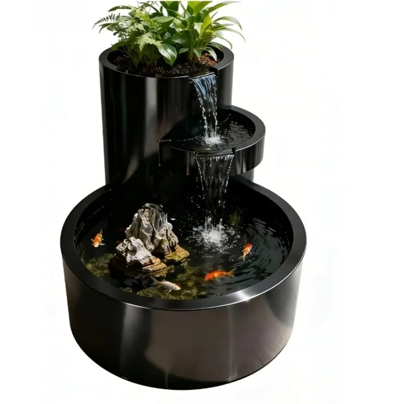 Stainless Steel Fish Pond Finished Custom Indoor Outdoor Courtyard Terrace Flower Box Water Feature Flowing Combination Ornament