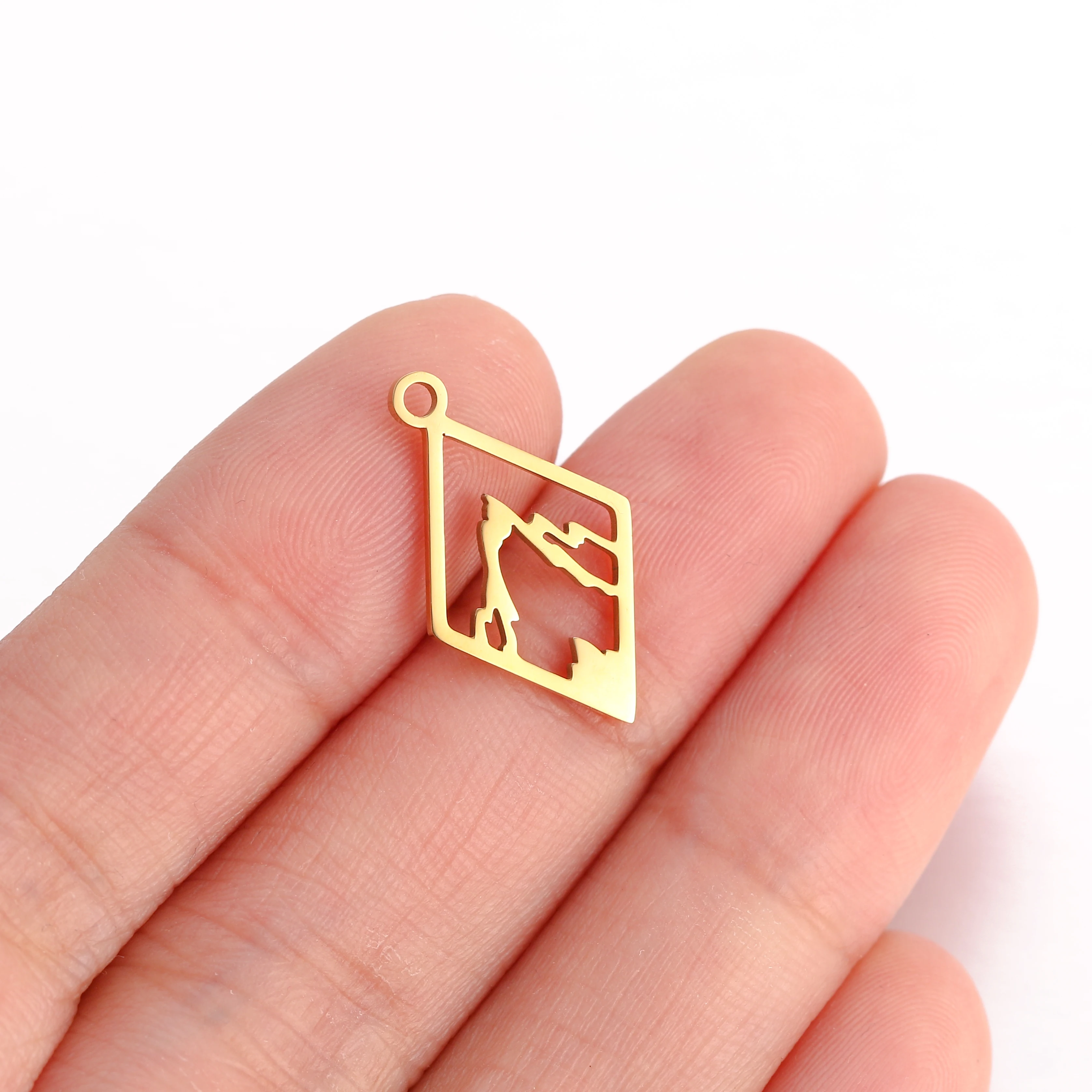 5 Stück schnee bedeckte Bergs pitze bezaubert hohle Geometrie Edelstahl Anhänger hand gefertigte Halskette Armband DIY Schmuck machen Ergebnisse – Detail 10
