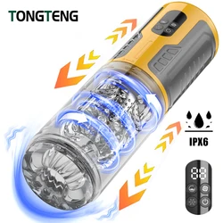 IPX6 Automatic Male Masturbator 7 Thrusting Rotating Licking Modes LED Display Pussy Stroker Penis Pump Adult  Sex Toys For Men