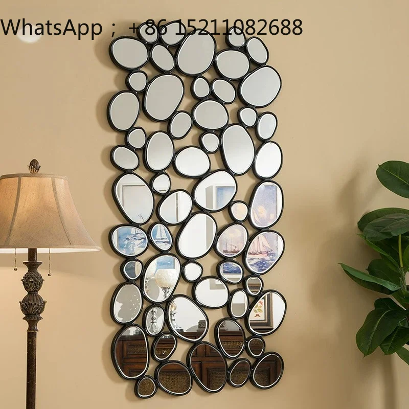 SCY Modern Decorative Mirror Home and Commercial Creative Entrance Mirror Bathroom Mirror Pebble Modeling
