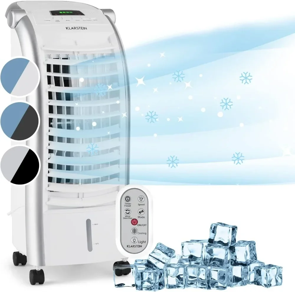 Klarstein Aire Acondicionado Portatil 4 en 1, Climatizador Aire 65 W Silencioso, Modo Noche 6L Humidifiicador, Ventilador, Purif