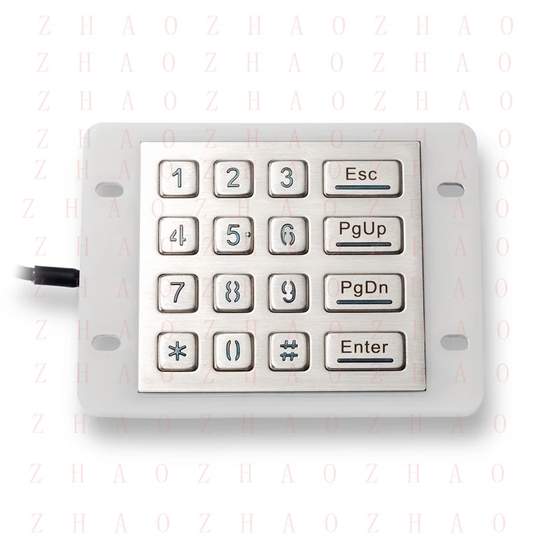 L+ for Metal Illuminated IP68 Waterproof Industrial Stainless Steel Backlit Keypad 4x4