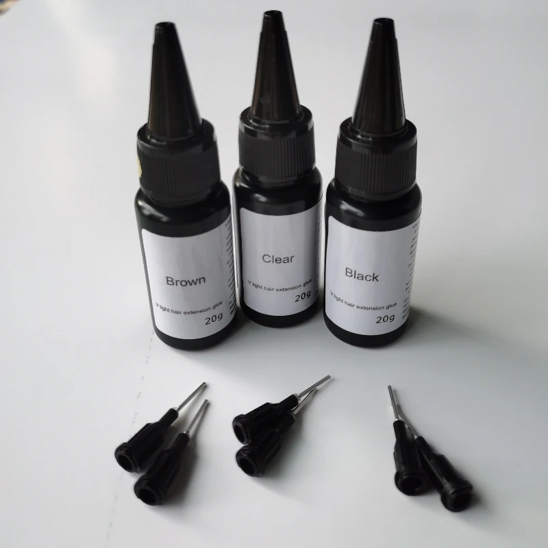 Heißverkaufte 20-g-Packung UV-Perücken in Schwarz, transparent und Braun, mit nahtlosen Haarverlängerungen, Haarstyling-Werkzeugen und Zubehör