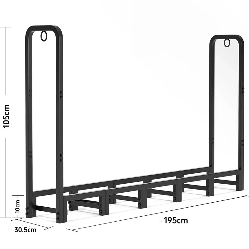 Factory Price 4ft 8ft 6.4ft 5.2ft Heavy Duty Adjustable Wood Rack Metal Fire Log Stacker Stand for Outdoor Fireplace