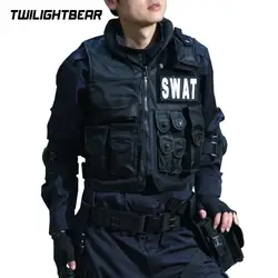 Chaleco táctico militar SWAT, chaleco de policía negro Unisex, chaleco de combate protector CS Paintball Molle de alta calidad, equipo de policía AK1