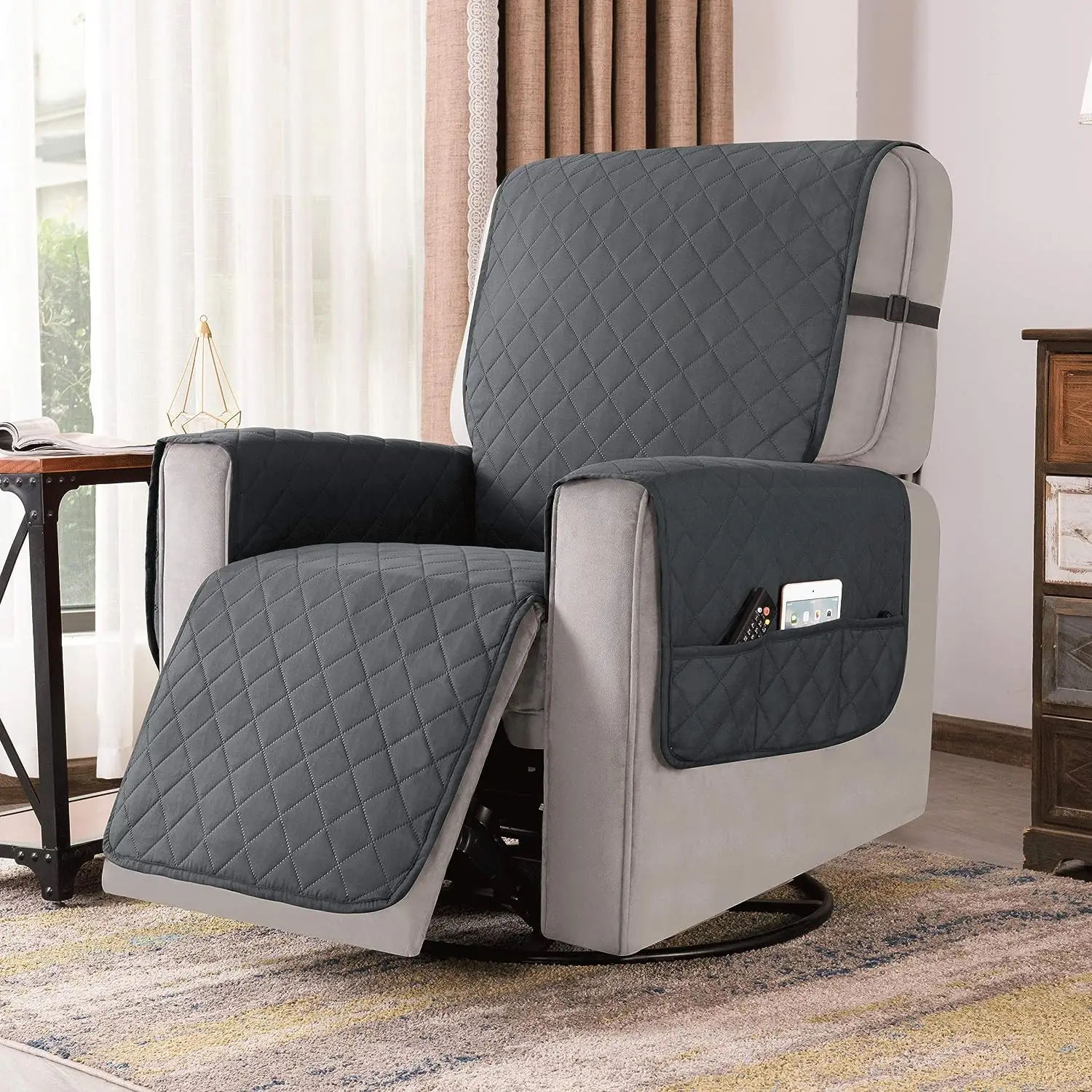 Non-Slip Recliner Chair Cover Sofa Slipcover, Pet Cover for Recliner with Elastic Straps, Washable