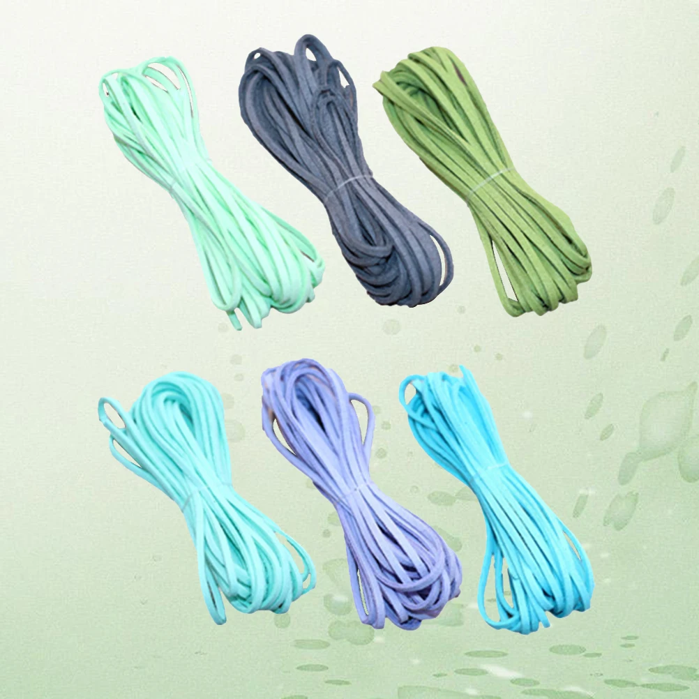 6Pcs Flat Faux Cord Jewelry String Dark Grey Blue Green Mint Green Purple Sky Blue for Bracelet Necklace DIY Making High