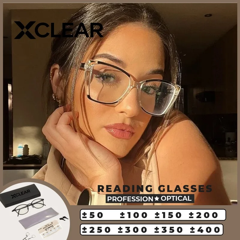 

XCLEAR Anti-Reflective High Quality Womens Cat Eye Glasses Anti Blue Light UV400 Durable Adjustable Skinny Face Minimalist Chic