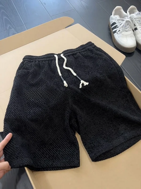 

Retro American Bla Diagonal Stripe Men's orts Summer Cool High-End Feeling Five-Quarter Casual Sports Mid-Length Pants