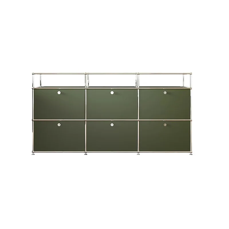 CX Olive Green Module TV Cabinet Medieval Stainless Steel Side Cabinet