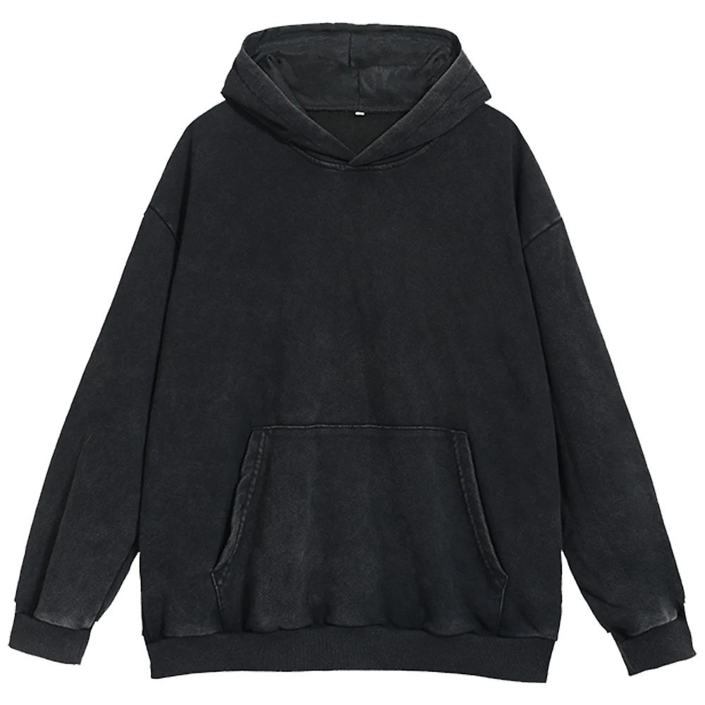 Herren-Hoodie mit Flügel- und Kreuz-Print, gewaschen, lockerer Schnitt, 100 % Baumwolle, Distressed-Sweatshirt, Street-Style, Herbst-Winter, Commuter-Oberteil – Detail 4