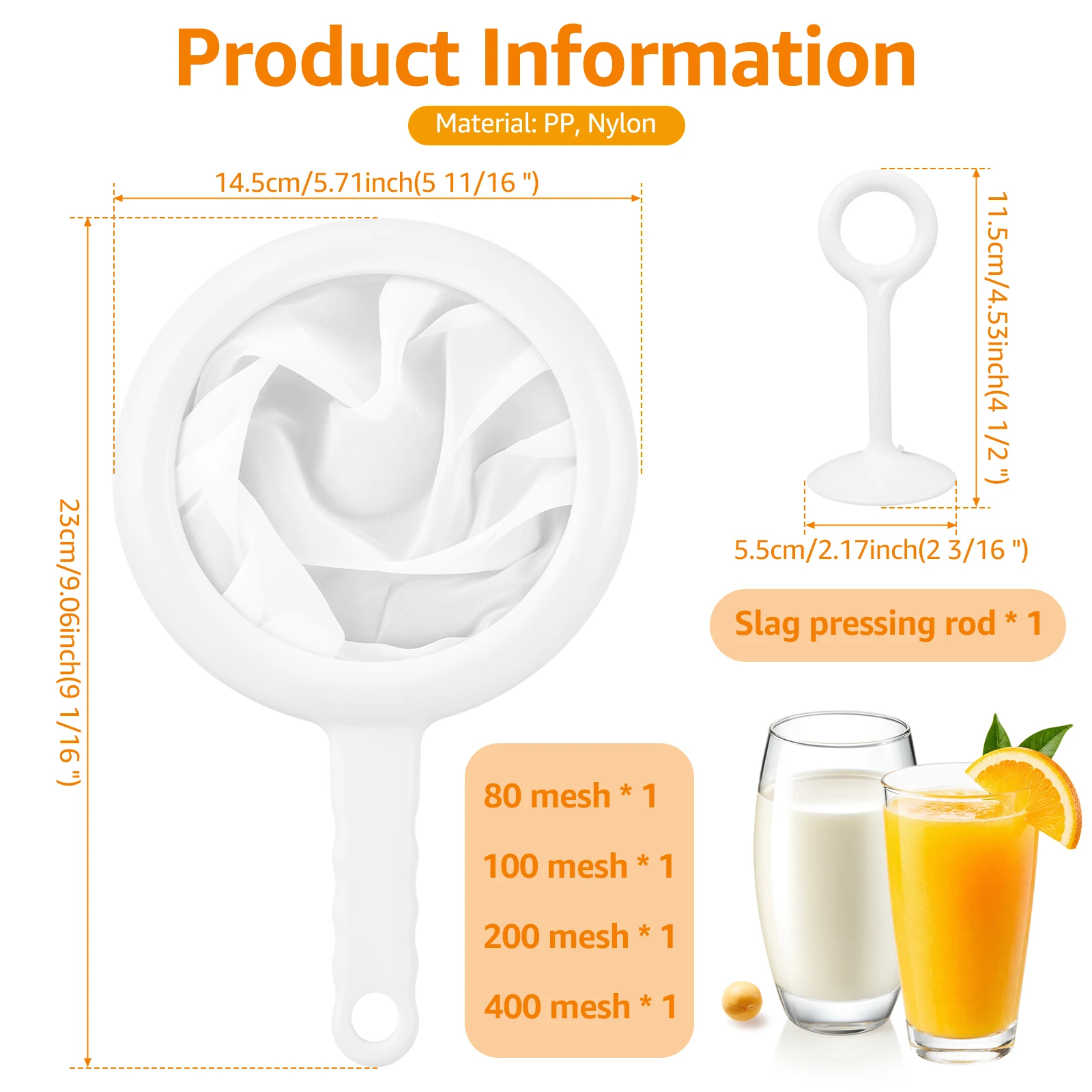80/100/200/400Mesh Fine Mesh Filter Reusable Hanging Sieve for Brewing Kitchen Juice Straining Filtering Fine Mesh Strainer