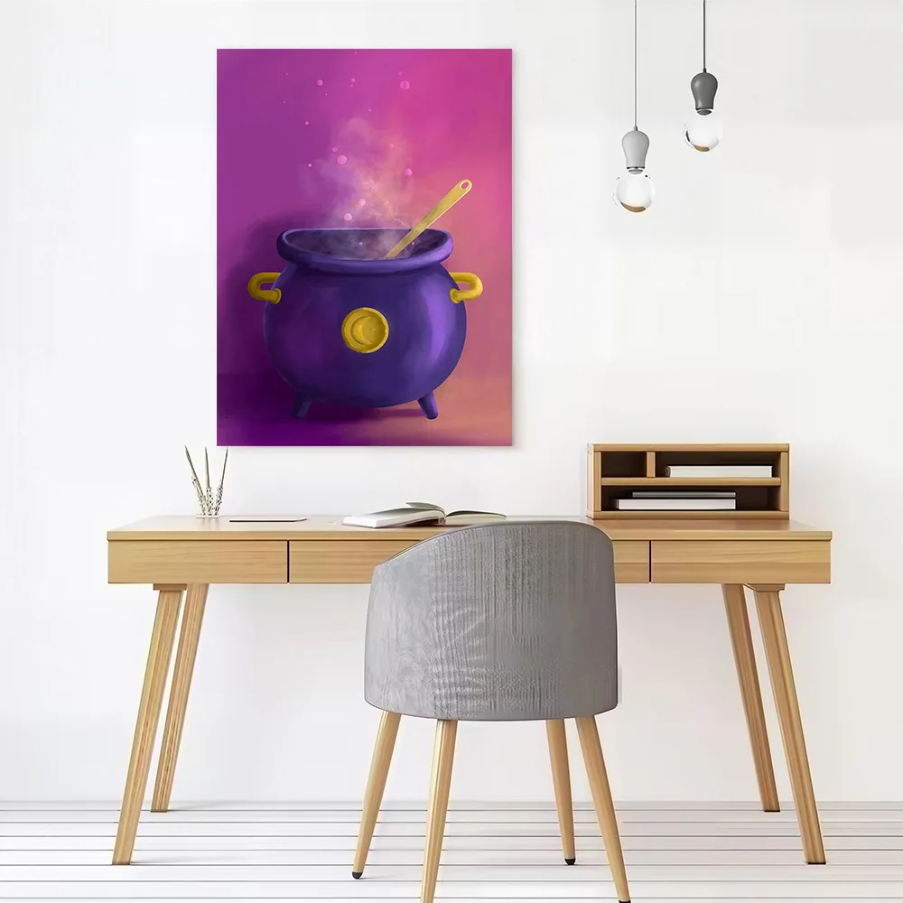 Witchy Cauldron Canvas Wall Art Poster Custom Wall Paintings Personalized Photo Printing for Gamer Decoration Home Decor Bedroom