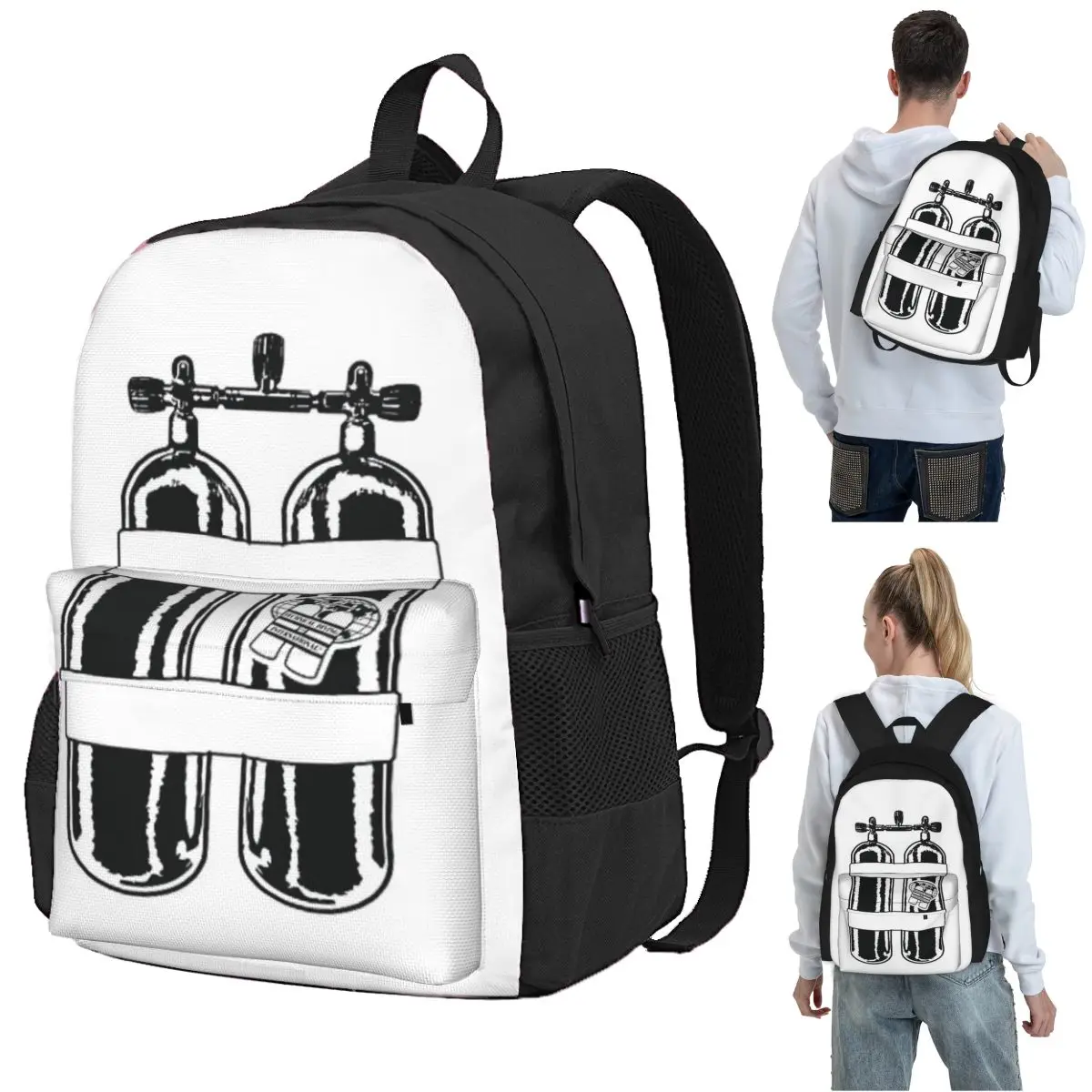 Scuba Diving Dive Diver Sea Snorkeling SportsBackpack Student BookBag Children School Bag Laptop Shoulder Bags for Men Women