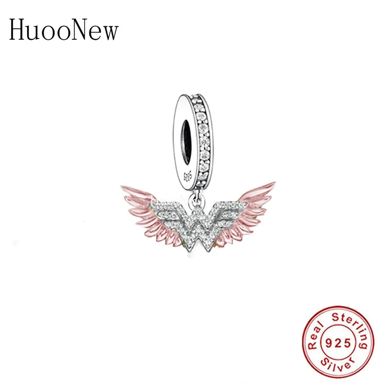 

Fit Original Pan Charms Bracelet 925 Sterling Silver Rose Gold Angel Wings Super Hero Symbol Bead For Making Women Berloque DIY