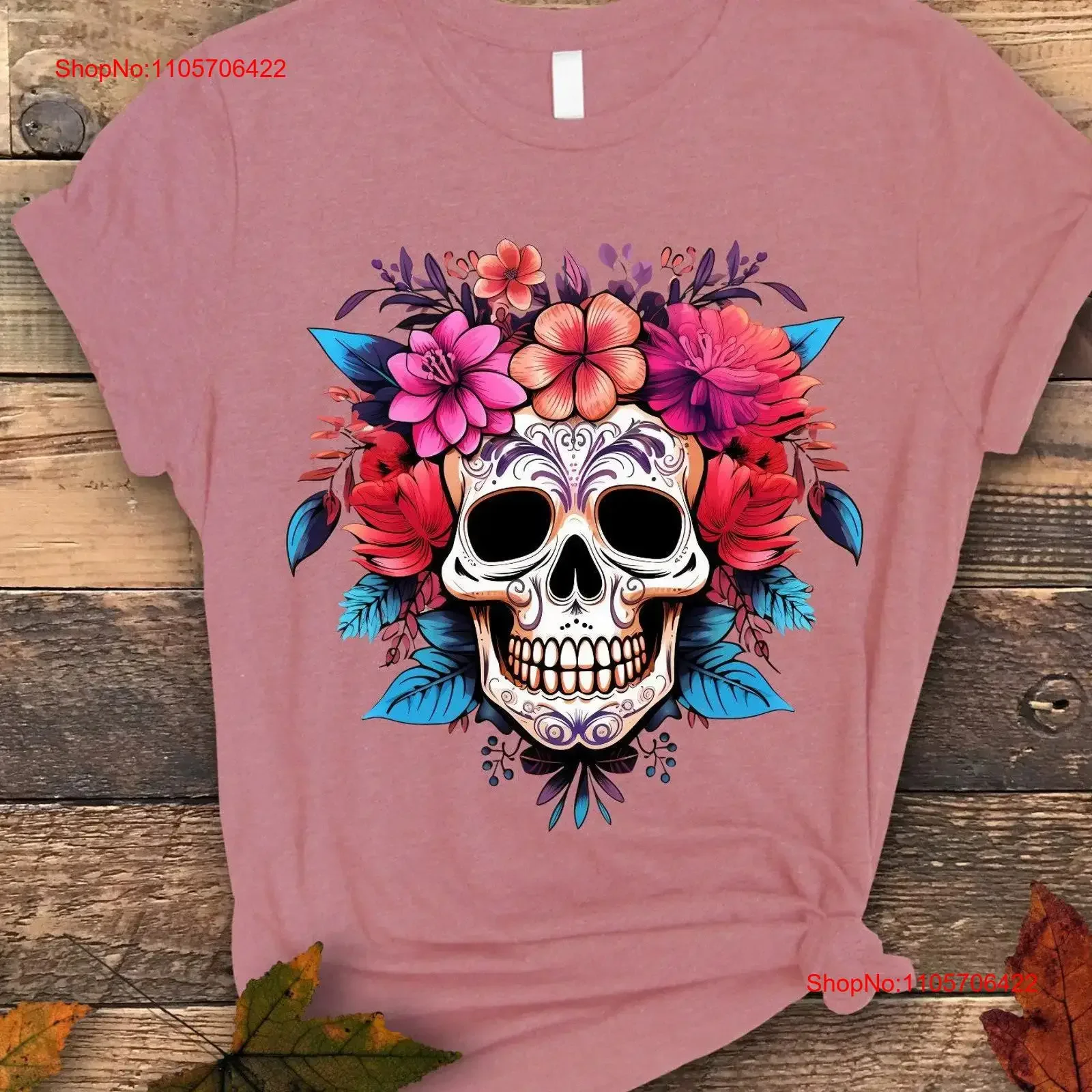 Sugar Skull Flowers T Shirt Dia de los Muertos Cute Colorful Day of the Dead 2024 Mexican Boho Halloween Costume vintage