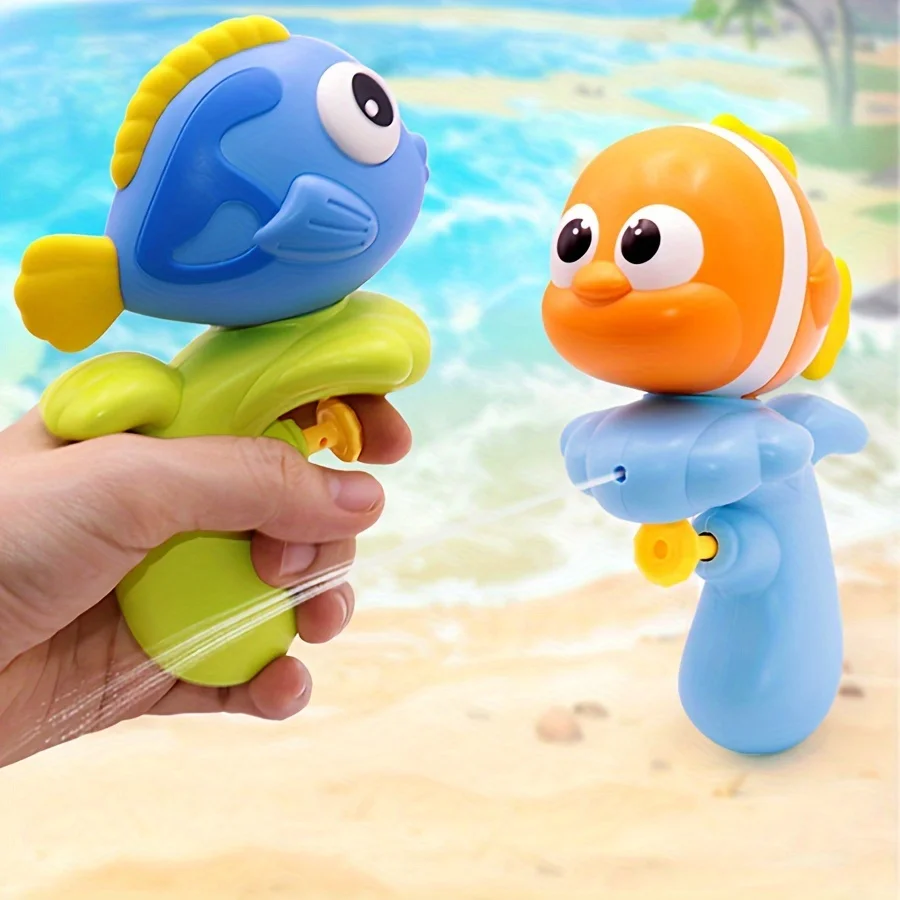 2 Pcs Toddler Cartoon Water Playset - Colorful Clown Fish - for Baby Bathroom, Beach and Outdoor Water Play Holiday Gift