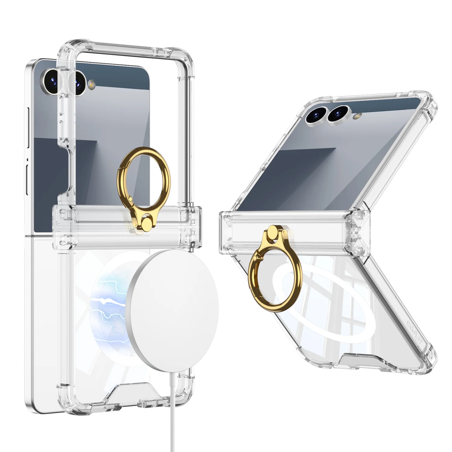 Anti Collision Airbag Ring Holder Magnetic Phone Case Suitable For Samsung Galaxy Z Flip 7 6 5 5G Anti Fall Protection Cover