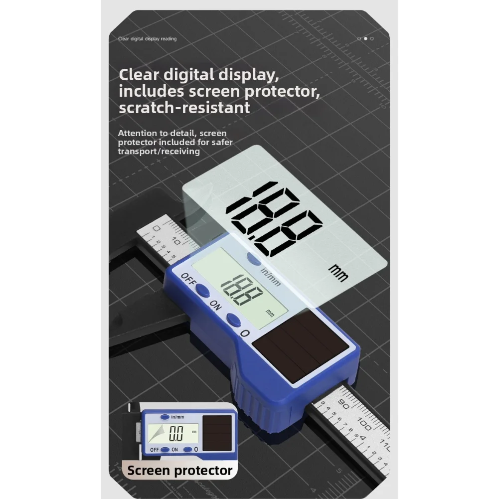 Reliable Solar Powered Digital Vernier Caliper with Clear Customizable Scale Markings and Burr-Free Smooth Edges