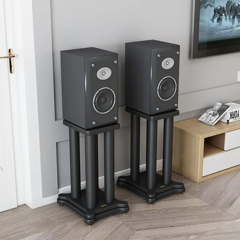 S-050 Speaker Foot Stand Audio Bracket Bookshelf Iron Surround Loudspeaker Tray Base Wooden Metal Shock Absorber Stand