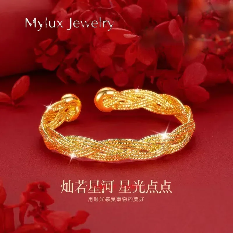 Mylux Jewelry 9999 24K Real Yellow Gold Bohemian Flash Bracelet, High - end Light Luxury Open for All - occasion Use