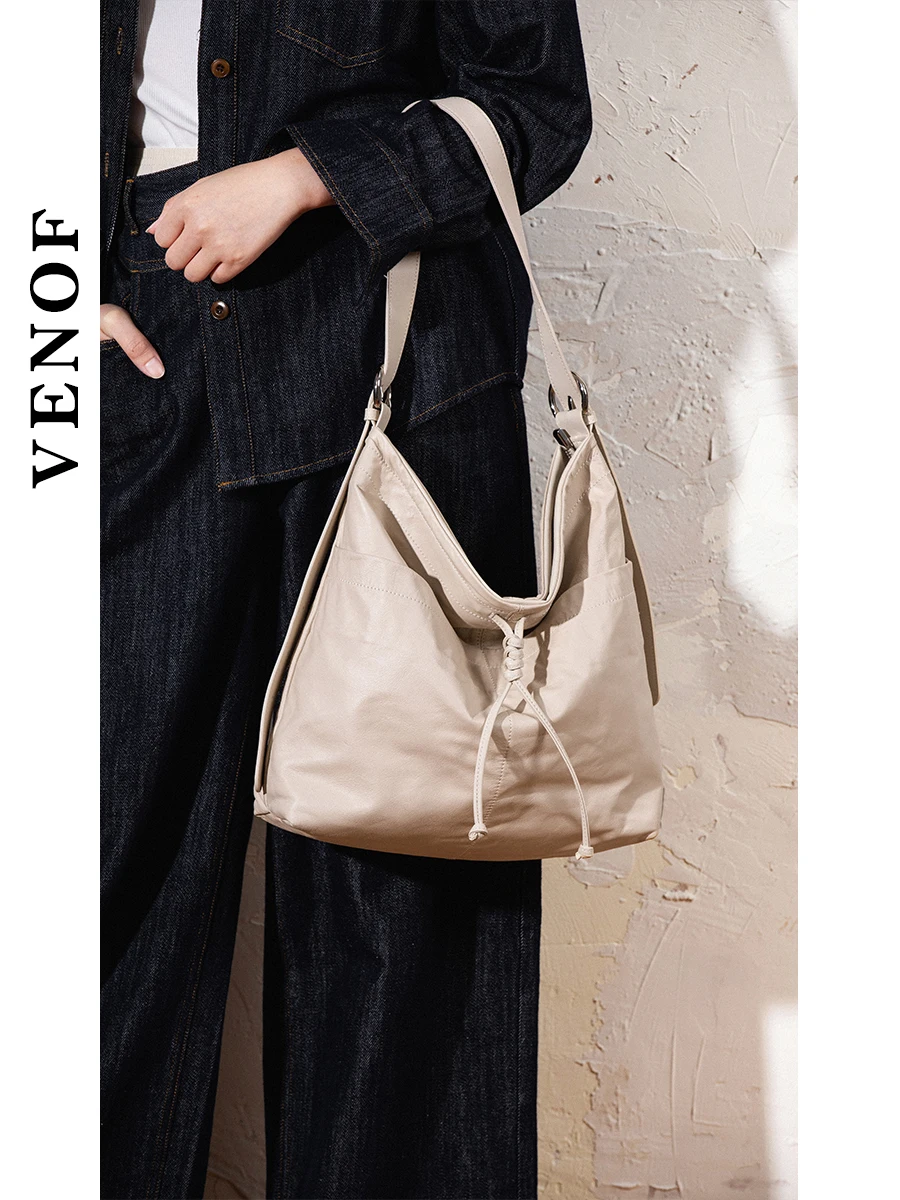 Women\'s Bag Shoulder Large High-end Ladies 100% Genuine Leather Commuter Shopper High Quality Luxury Tote Bag VENOF 2024