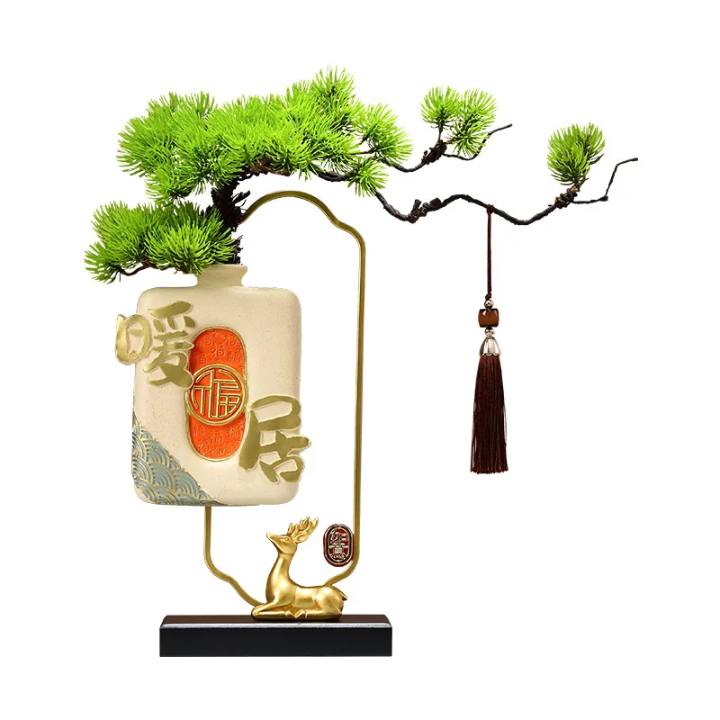 New Chinese-style warm home gourd vase welcome pine entrance entrance niche fine high ornament high-end living room decoration