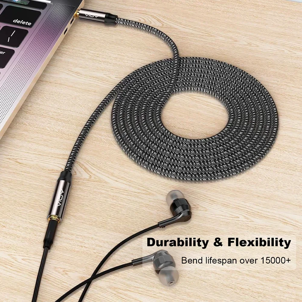 Headphone Extension Cable Jack 3.5mm TRS Male To Female Stereo Audio Cable Nylon Braided Aux Cord for Car Smartphone Tablet Etc