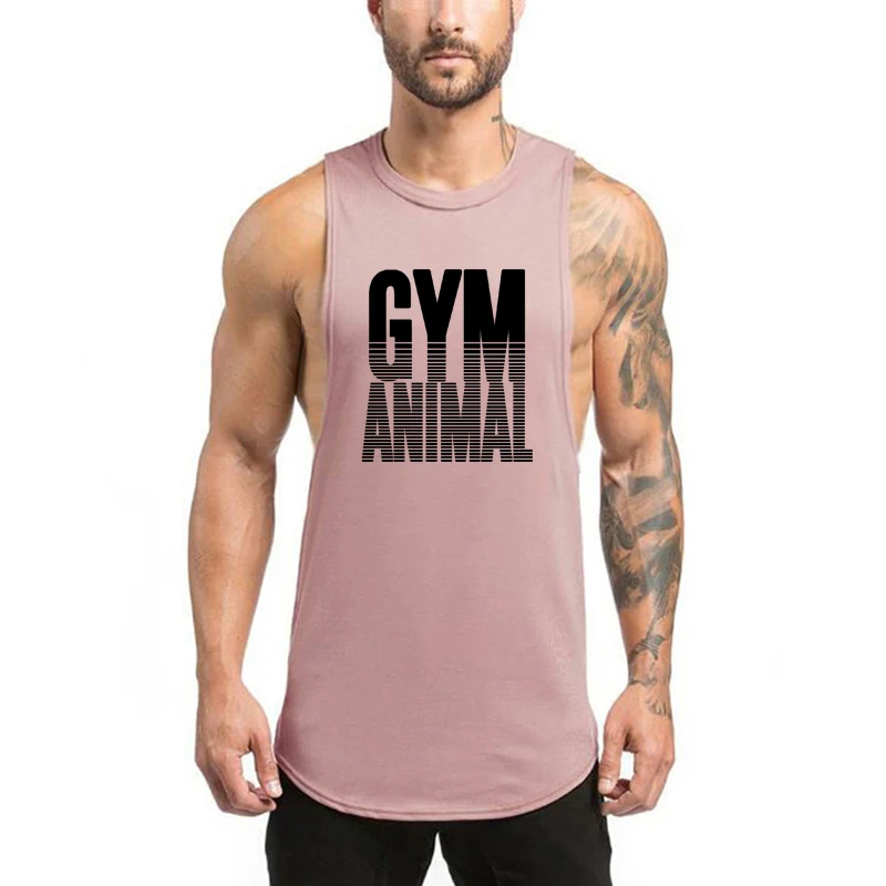 Summer Mens Bodybuilding Fitness Sport Tank Tops Gym Workout Muscle Sleeveless Casual T-Shirts Cotton Breathable Loose Clothing