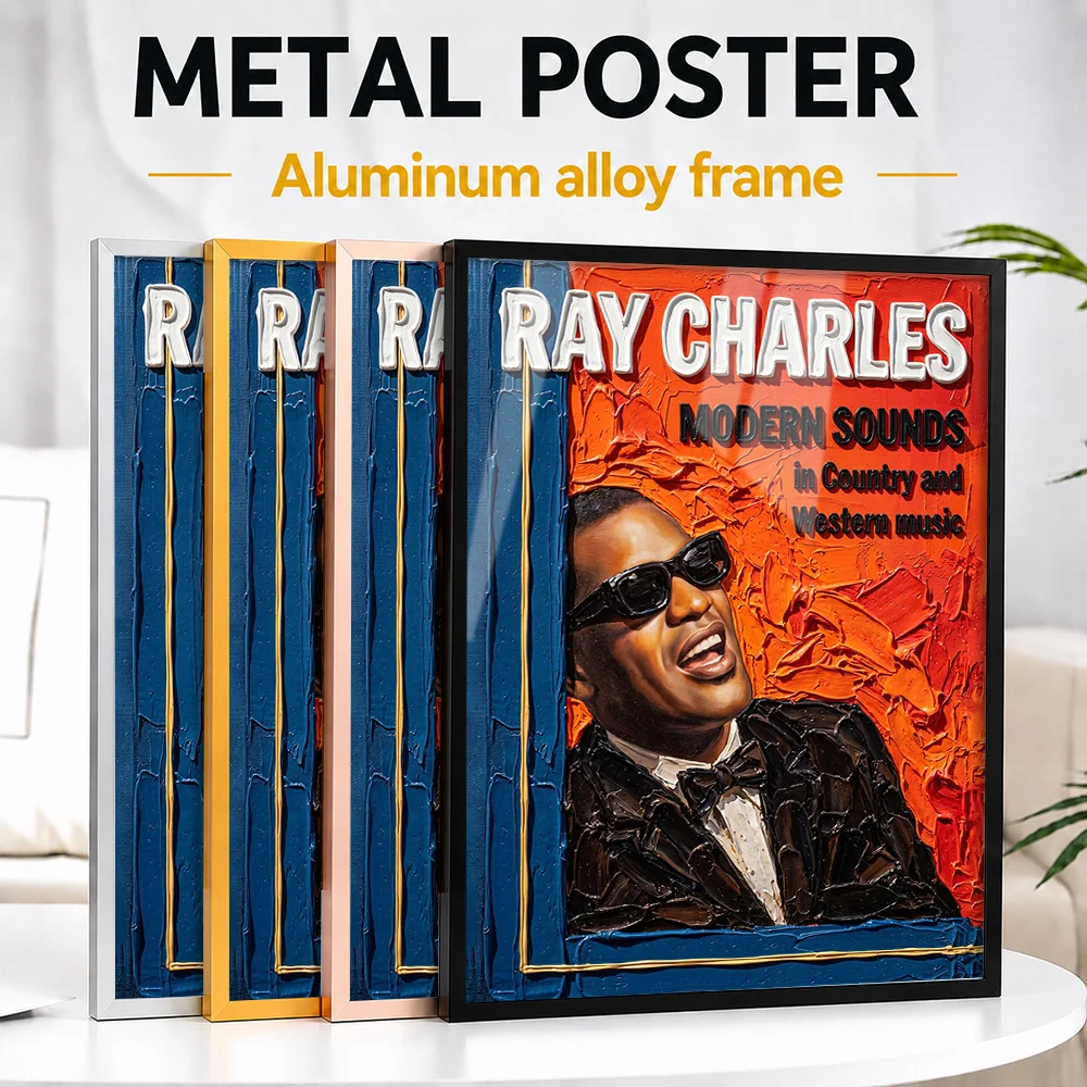 Ray Charles Modern Sounds Country Western Album Framed Metal Print Personalized Soul Legend Tribute Wall Art For Room Fan Gift