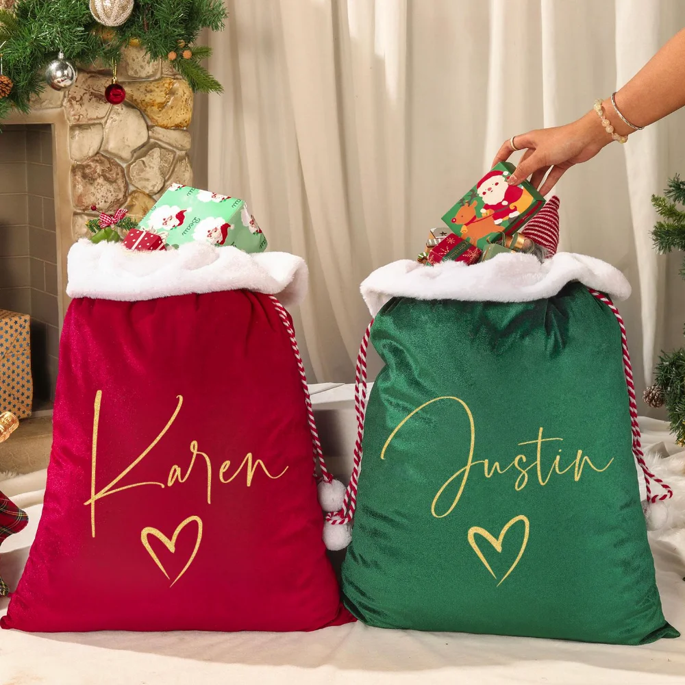 

Christmas Santa Sack Personalized Children Gifts Toys Stocking Drawstring Candy Cane Christmas Party Decor Gift Sack Xmas