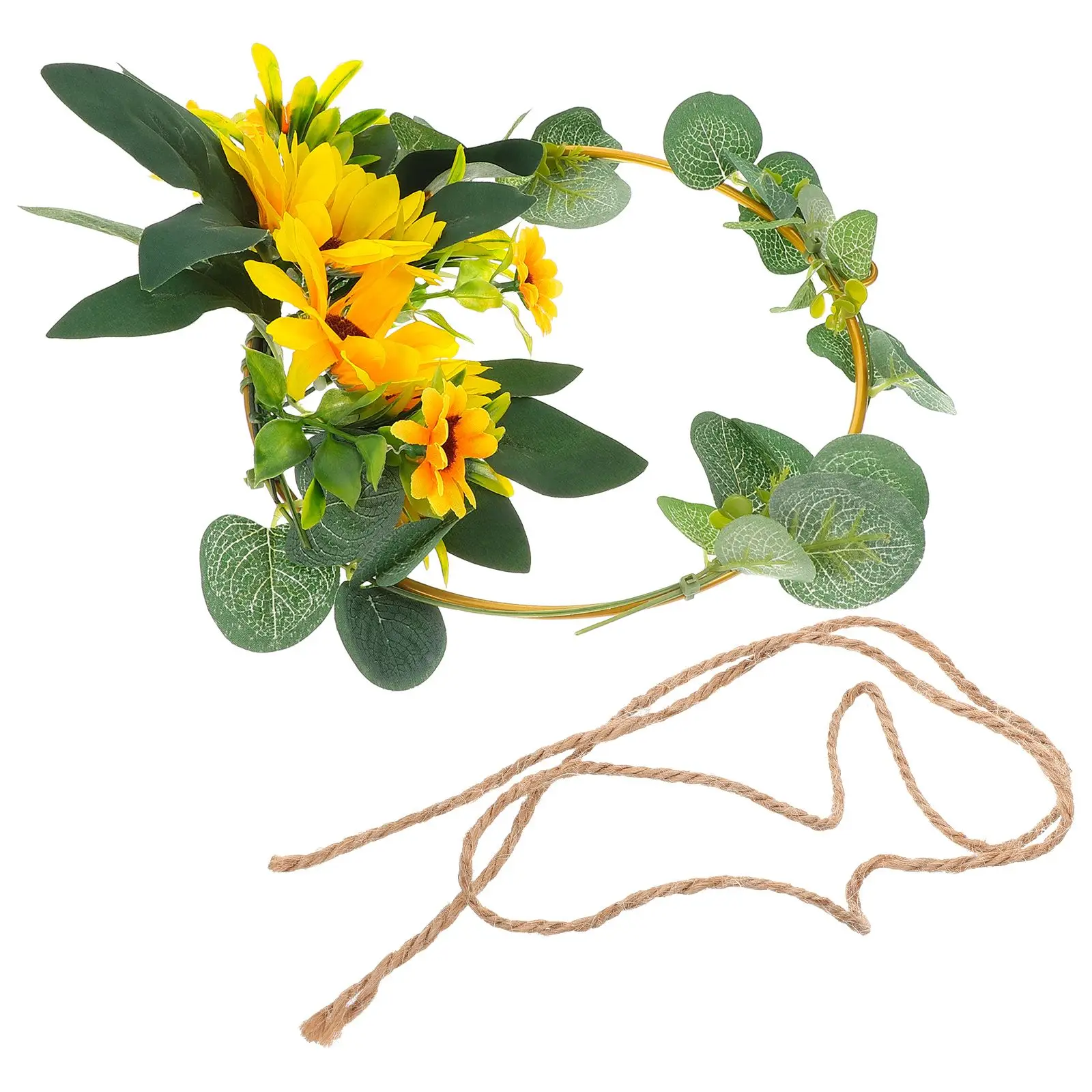 

Artificial Sunflower Garland DurableFloral Wreath for Door Wall Hanging Decoration Photo Prop Plants Arrangement