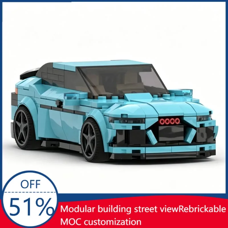

352PCS MOC Audi RS7 Medium Azure Sports Car Model Custom Building Blocks DIY Educational Assembly Toy For Display And Collection