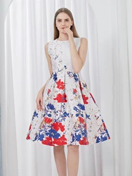 DEVCHATA Women Elegant Fashion Flower Jacquard Dress Lady Clothing 2024 New Summer Ball Gowns Party Dresses Vestidos