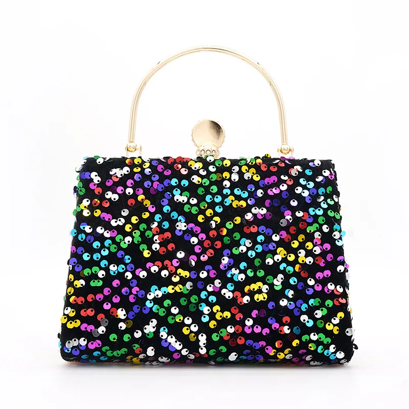 Fashion Sequin Handbag Party Shiny Bag Portable Trapezoidal Sequin Chain Bag Banquet Handbag Women's Bag