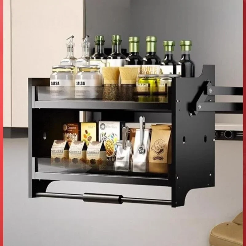 Kitchen hanging cabinet lift seasoning pull basket pull-down cabinet