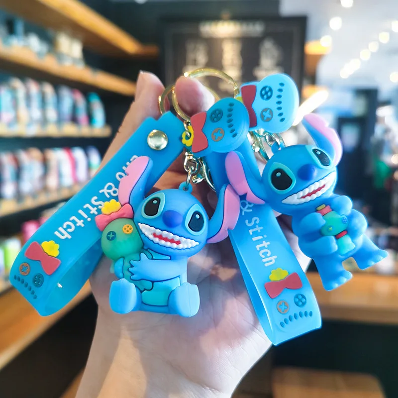 

Stitch Keychain Cartoon Cute Doll Machine Small Student Gift Car Children's Day Keychain Ring Fashion Toys Princess Ajin Hugged
