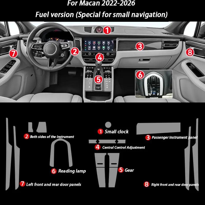 

For Porsche Macan 2024 2025 Car TPU Central Control Screen Interior Film Car Decoration Protective Film