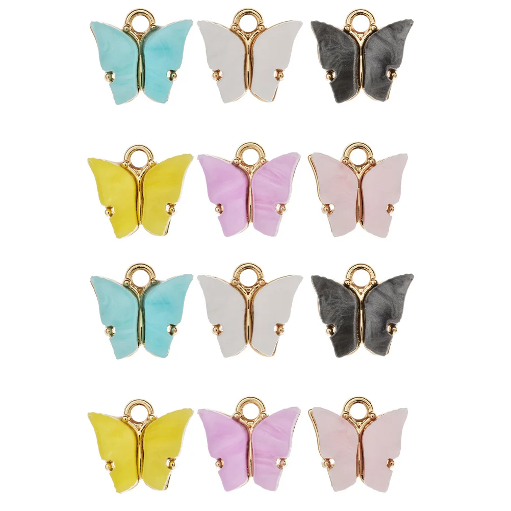 

36 Pcs Necklace Accessories Jewelry Making Charms Butterflies Pendant Diy Supplies Fine Craft Simulation Design Earrings