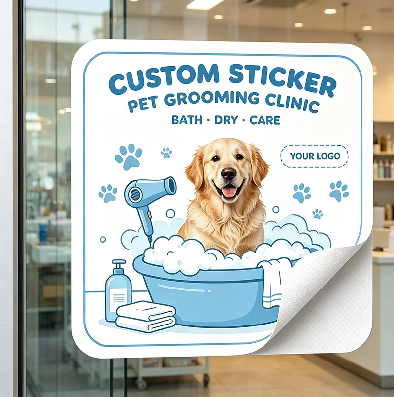 Custom Peeling Curled Edge Vinyl Stickers Real Scene Display Max Size 100cm Waterproof Indoor Outdoor Decals Custom Logo Availab