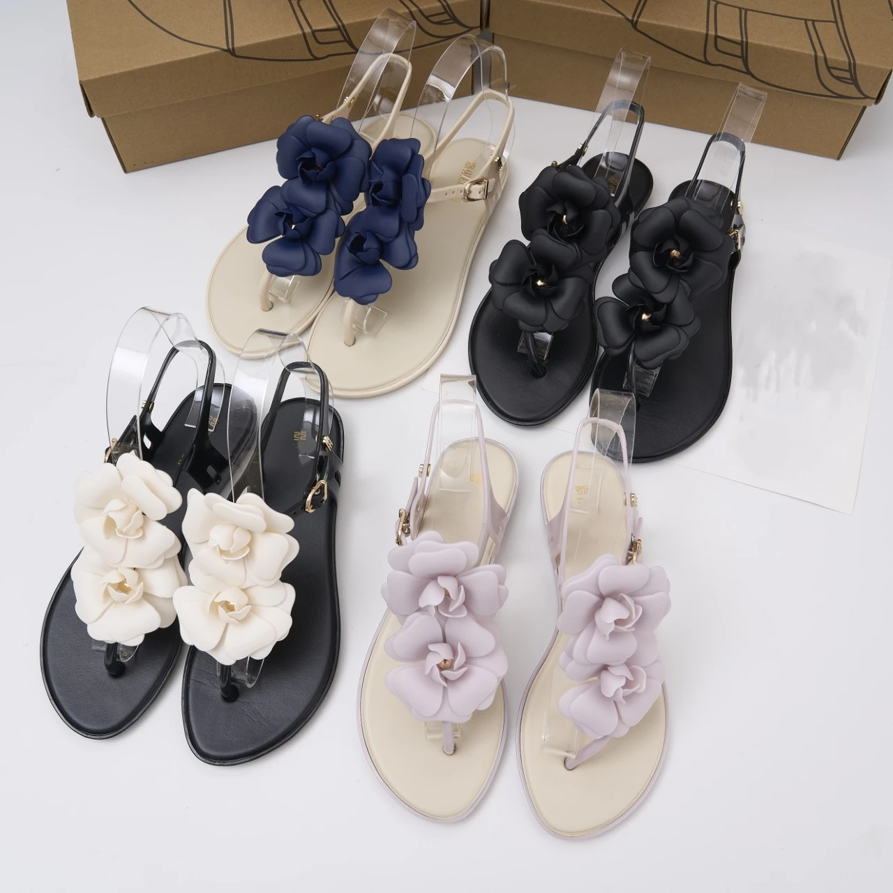 Sandalias de Gel Perfumadas con Diseño de Camelia 3D Brasileñas de Verano para Mujer, Chanclas Romanas Planas para Dama, Antideslizantes para Playa, Tallas 36-40