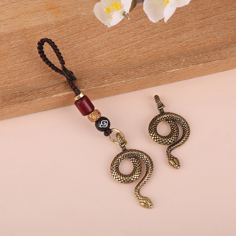 Copper Snake Vintage Handmade Brass Key Foddle Pure Zodiac Disc Belt Hanging Car Key Foot Pendant