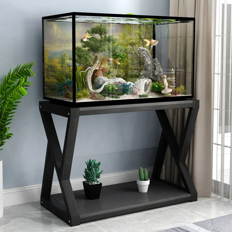 Modern fish tank bottom cabinet custom base solid wood simple household living room ultra-white glass special shelf