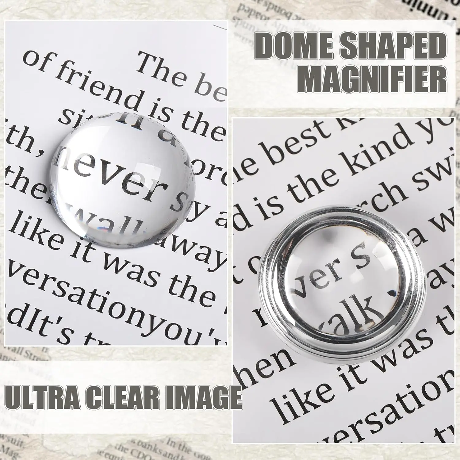 2.4Inch Crystal Magnifier Paperweight Glass Dome 60MM Crystal Half Ball Sphere Lens for Photography Decoration Reading Aid