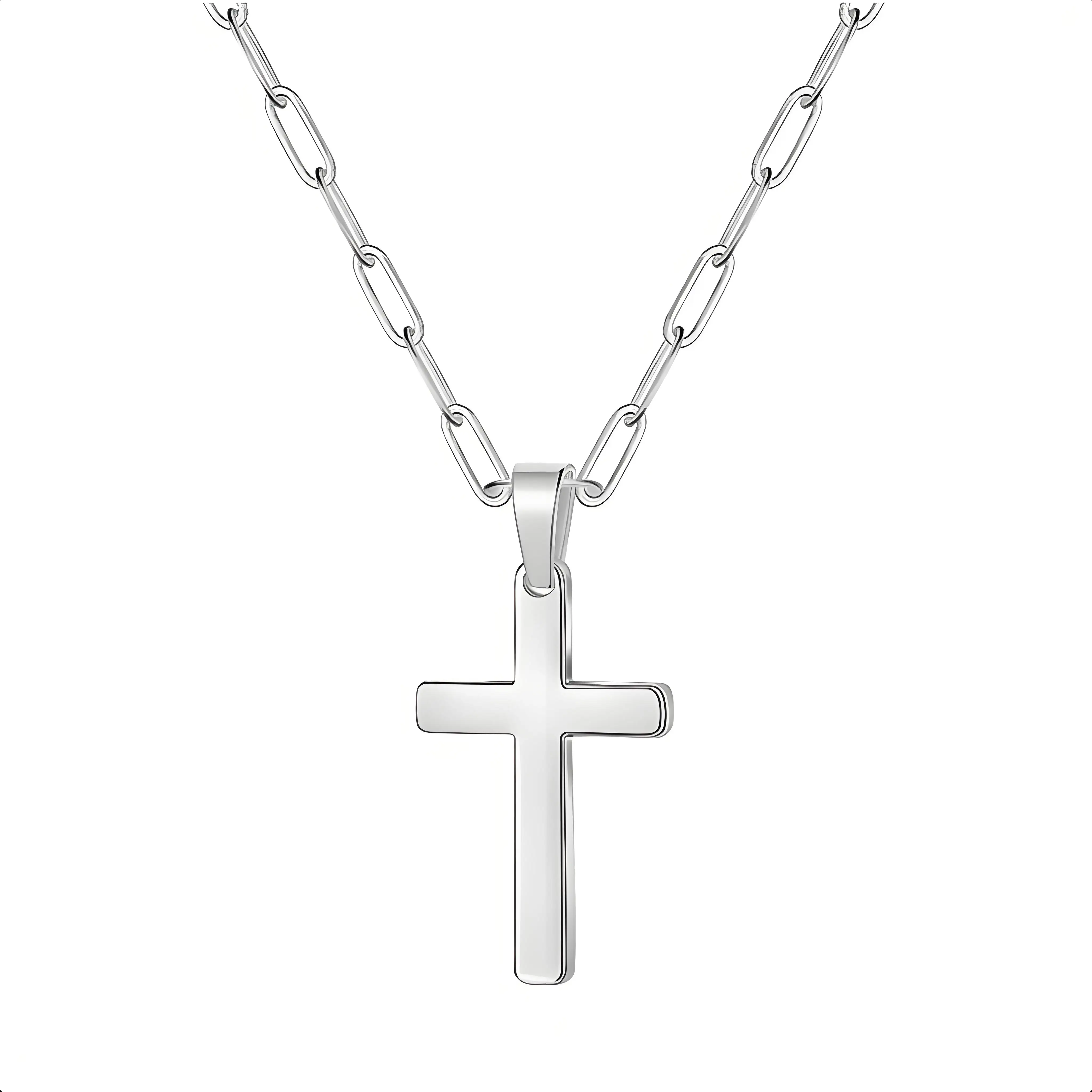 

Women's Minimalist Cross Necklace, 18K Gold - Plated Stainless Steel Pendant, Simple Chic Neck Chain for Daily & Gifting
