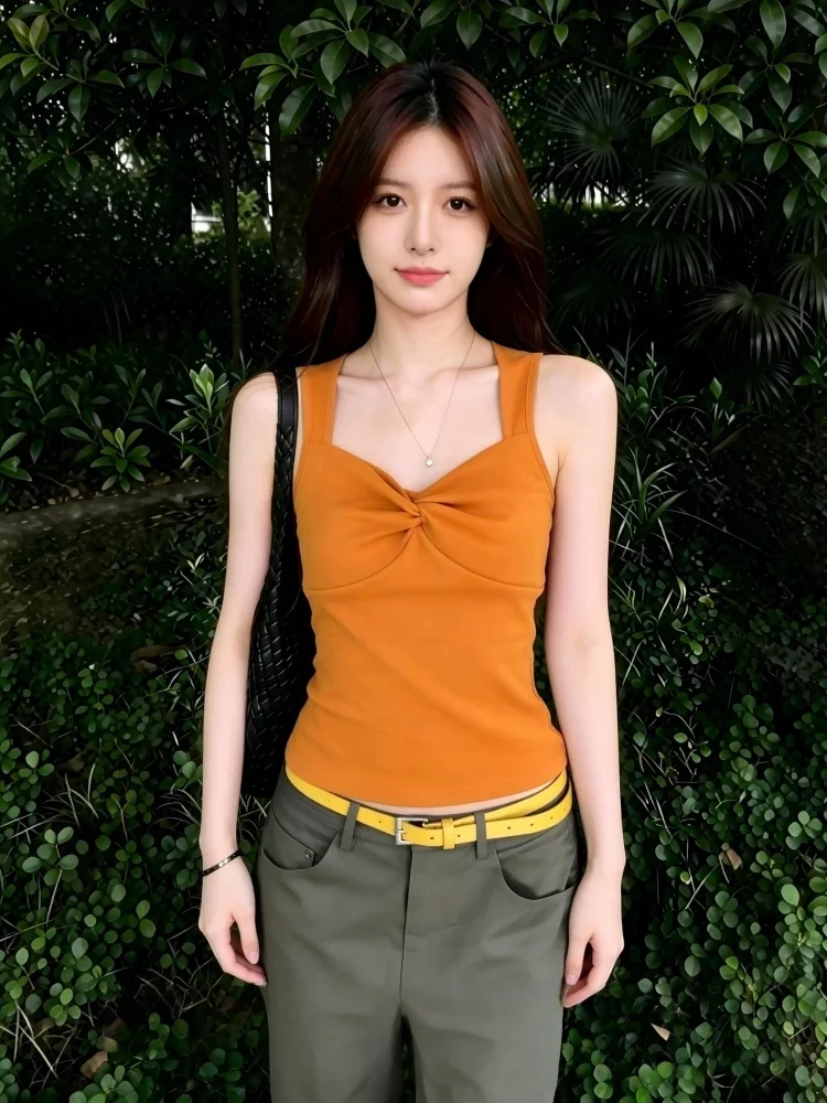 Women's Slim Fit Cotton Tank Top 95% Cotton Summer New Style Base Layer Outerwear Casual Simple  Color Tank Top