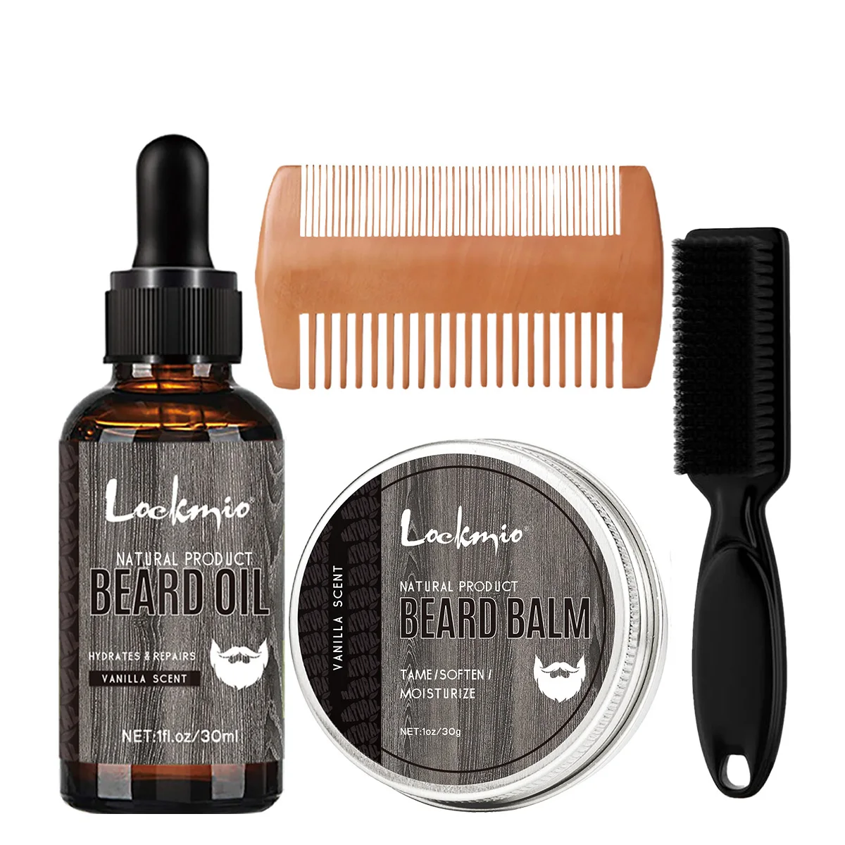 Vanilla-Scented Beard Oil for Moisturizing, Nourishing and Growth，Softening and Smoothing Beard Balm for Styling—Beard Care Set